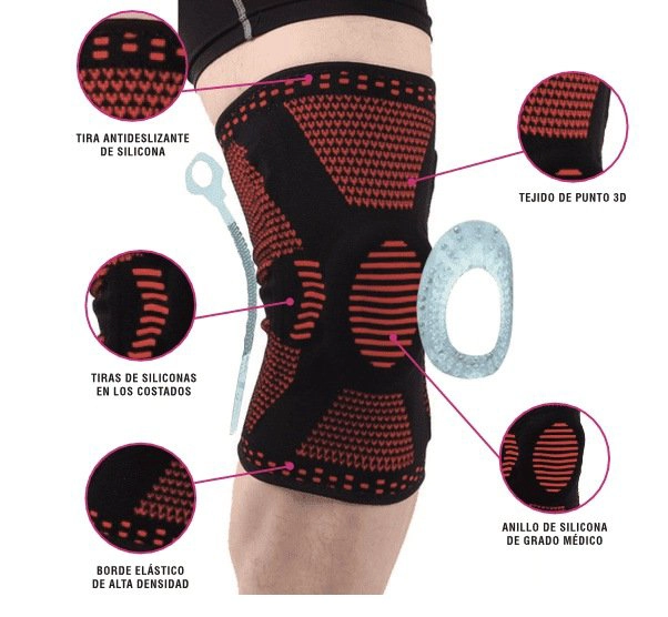 RODILLERA RECOVERY DEPORTIVA ORTOPÉDICA SOPORTE LATERAL ARTRITIS GYM ROJO XL - 3