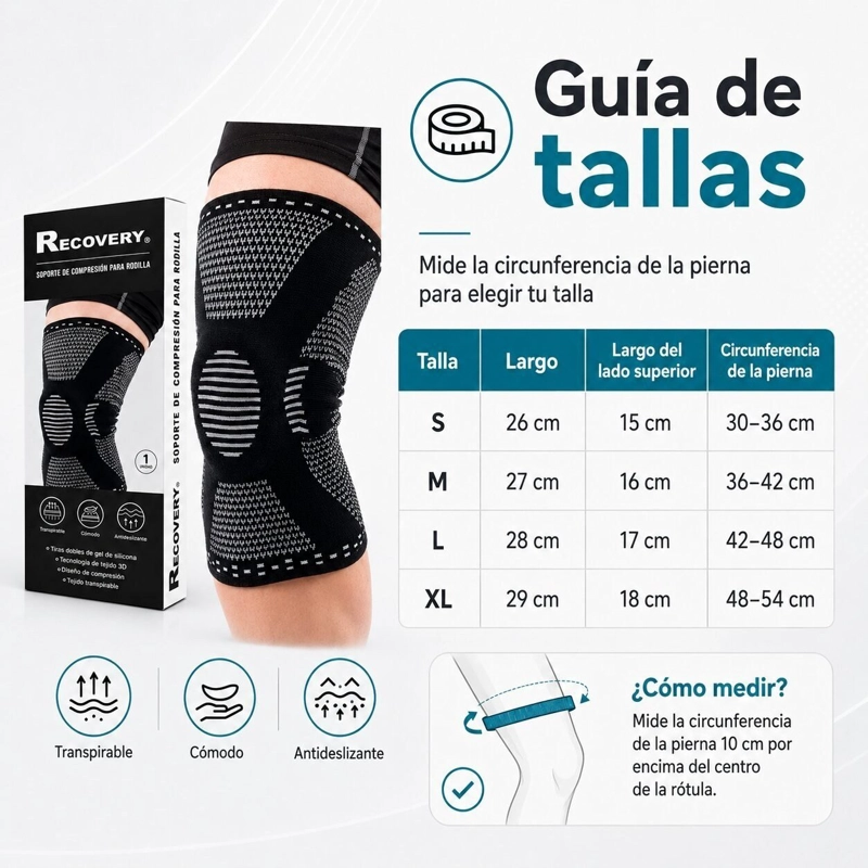 RODILLERA RECOVERY DEPORTIVA ORTOPÉDICA SOPORTE LATERAL ARTRITIS GYM GRIS S - 4