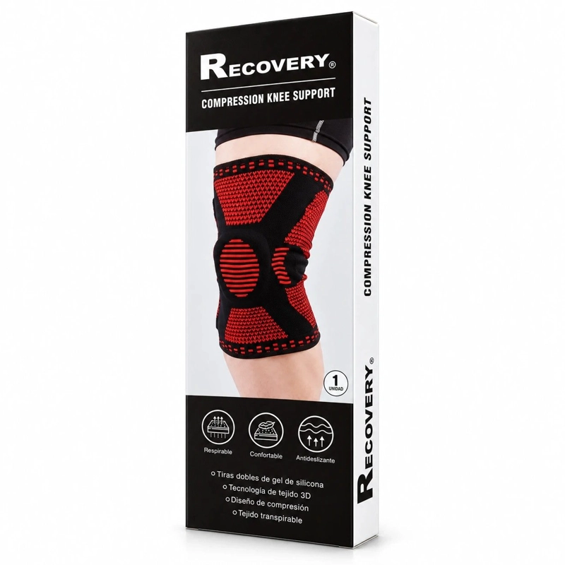 RODILLERA RECOVERY DEPORTIVA ORTOPÉDICA SOPORTE LATERAL ARTRITIS GYM ROJO L - 1