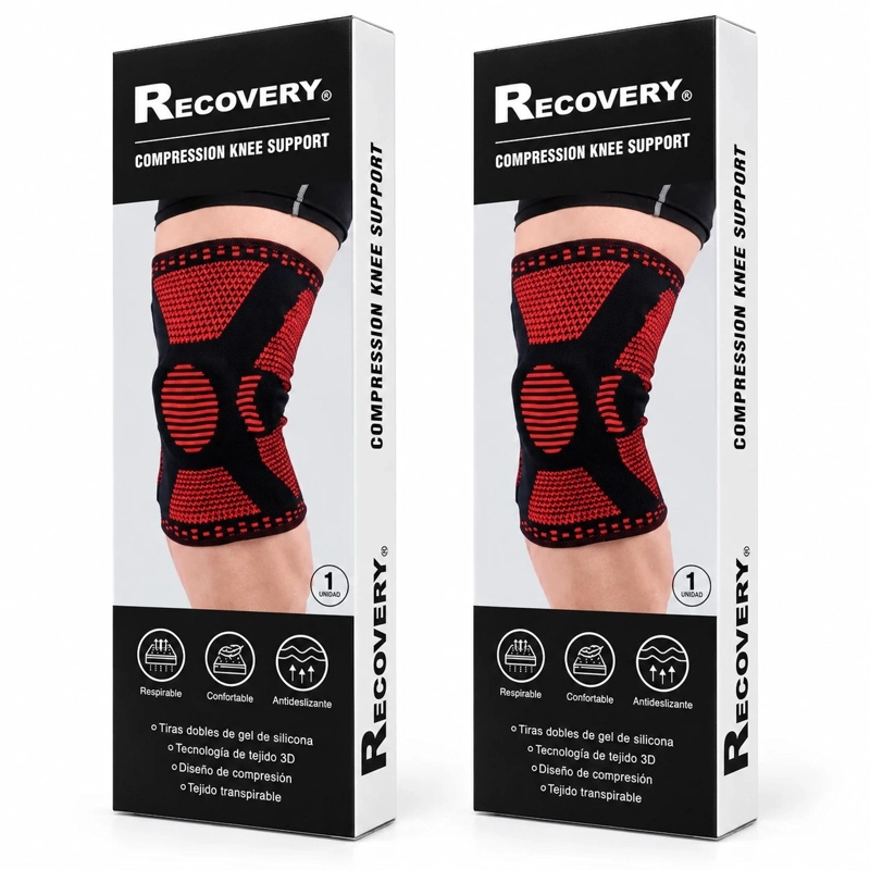 PACK RODILLERA RECOVERY DEPORTIVA ORTOPÉDICA SOPORTE LATERAL ARTRITIS ROJO - 1