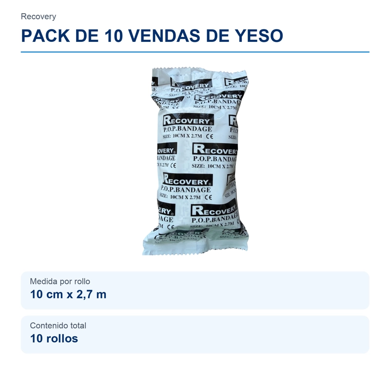 VENDA DE YESO RECOVERY 10 CM X 2,7 M, PACK 10 UNIDADES - 1
