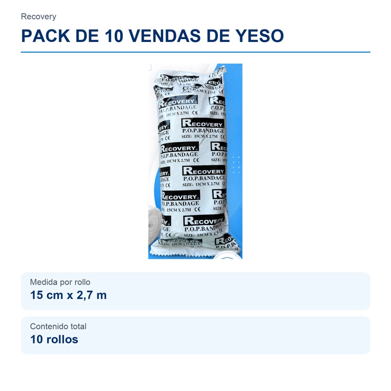 VENDA DE YESO RECOVERY 15 CM X 2,7 M, PACK 10 UNIDADES - 1