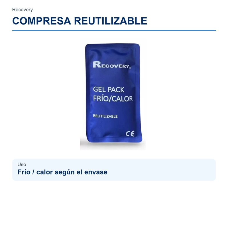 COMPRESA DE GEL RECOVERY FRIO/CALOR 23 X 13 CM - 2