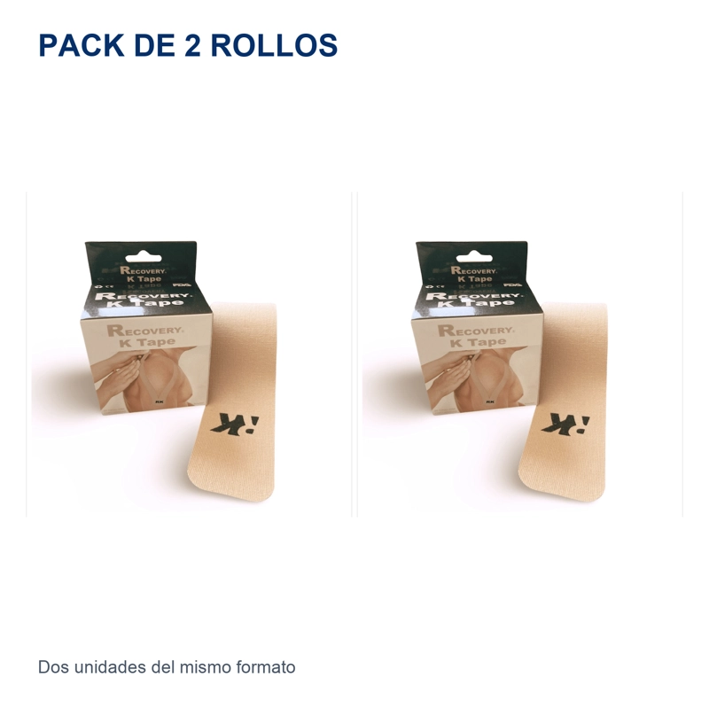 TAPE KINESIOLOGICO RECOVERY BEIGE 5 CM X 5 M, PACK 2 ROLLOS - 1