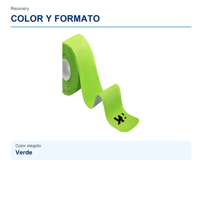 TAPE KINESIOLOGICO RECOVERY VERDE 5 CM X 5 M, PACK 2 ROLLOS - 3