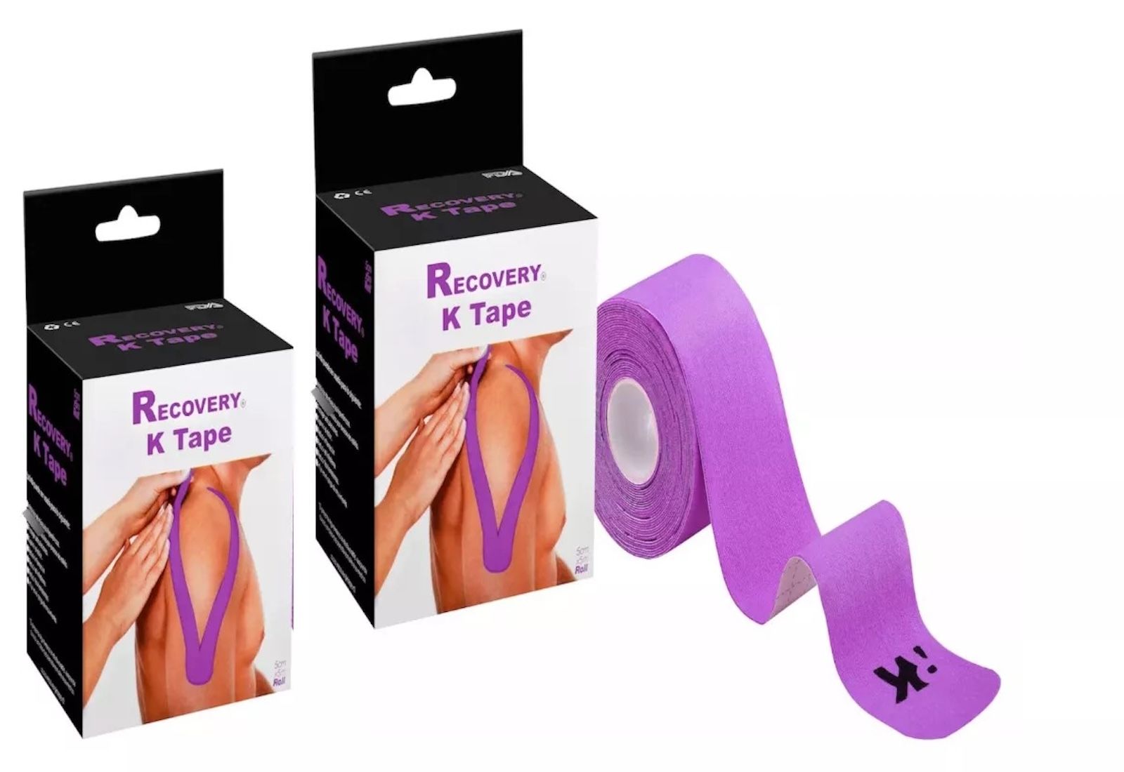 PACK 2 CINTAS TAPE KINESIOLOGICA MORADO PRECORTADA 5CM X 5MT RECOVERY - 1