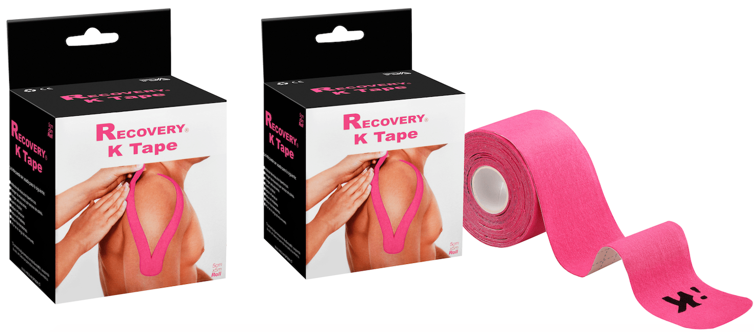 PACK 2 CINTAS TAPE KINESIOLOGICA ROSADO PRECORTADA 5CM X 5MT RECOVERY - 1