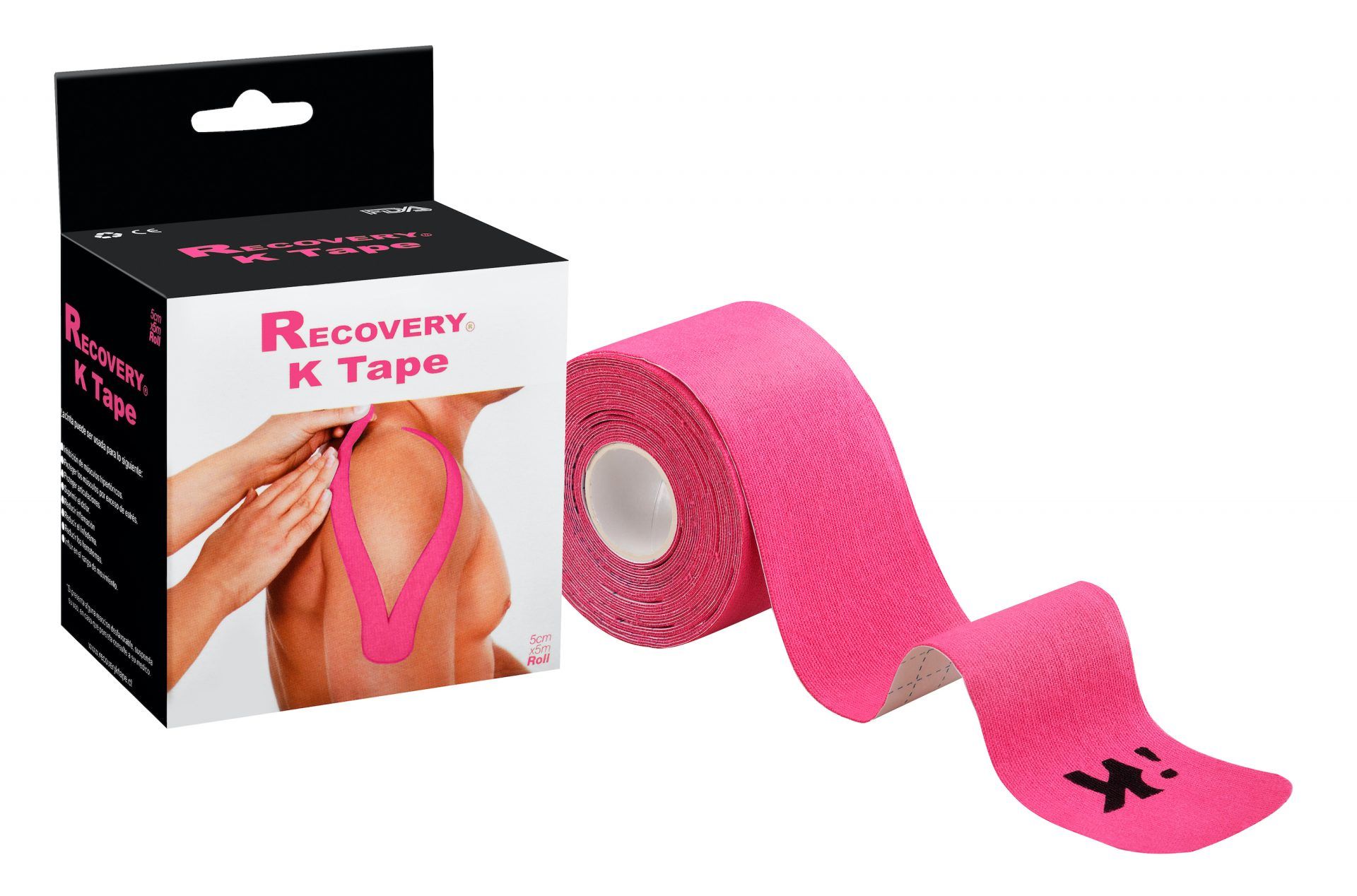 PACK 2 CINTAS TAPE KINESIOLOGICA ROSADO PRECORTADA 5CM X 5MT RECOVERY - 2