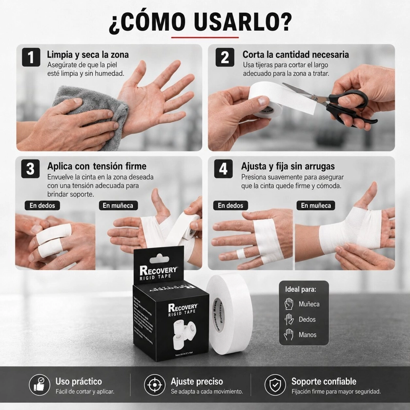PACK CINTA DEPORTIVA RIGIDA RECOVERY 3.8 CM X 9.1 M CROSSFIT - 6