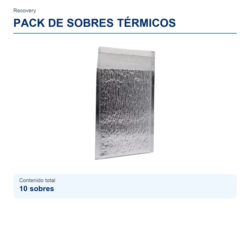 PACK 10 SOBRES TÉRMICOS RECOVERY PARA TRANSPORTAR MEDICINA ALIMENTOS - 1