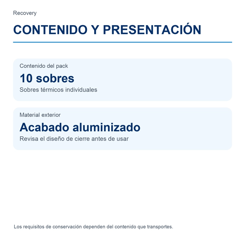 PACK 10 SOBRES TÉRMICOS RECOVERY PARA TRANSPORTAR MEDICINA ALIMENTOS - 3