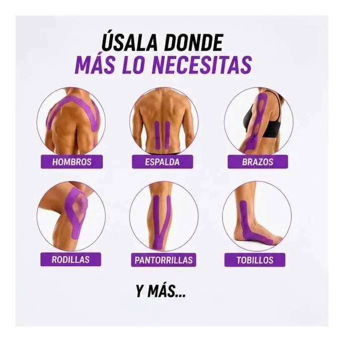 TAPE KINESIOLÓGICO CINTA PRECORTADO 5 CM X 5MT ELÁSTICA Y AUTO ADHERIBLE RECOVERY - 3