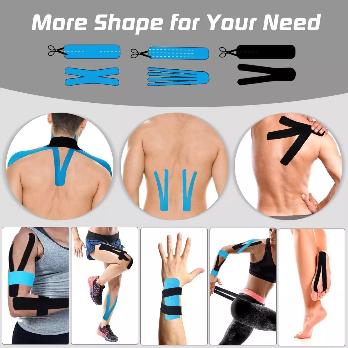 TAPE KINESIOLÓGICO CINTA PRECORTADO 5 CM X 5MT ELÁSTICA Y AUTO ADHERIBLE RECOVERY - 4