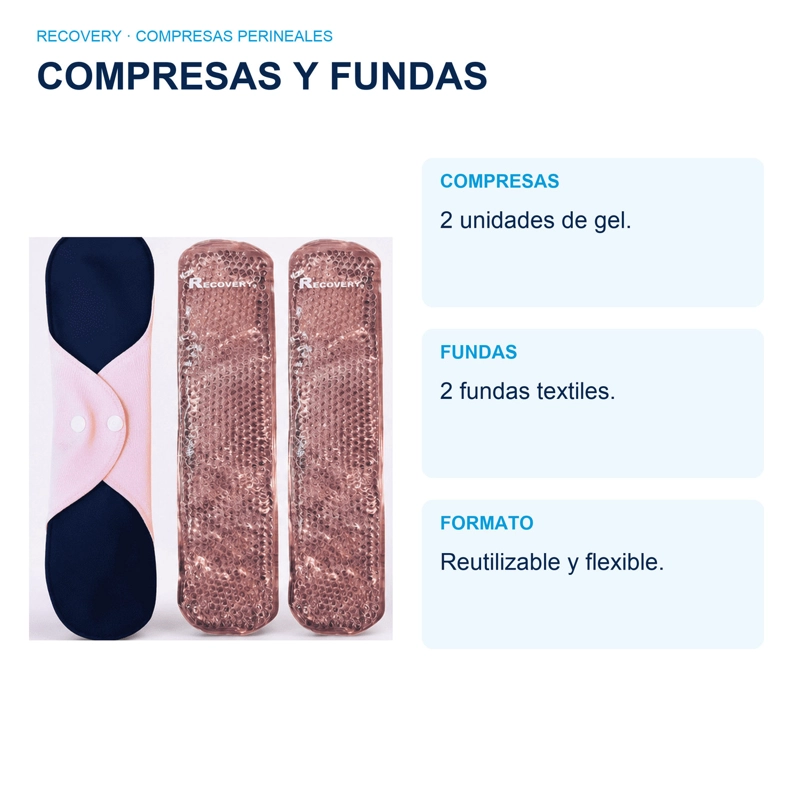 COMPRESA RECOVERY POSTPARTO ALIVIA DOLOR PERINEAL FRIO/CALOR 2 UNIDADES - 2