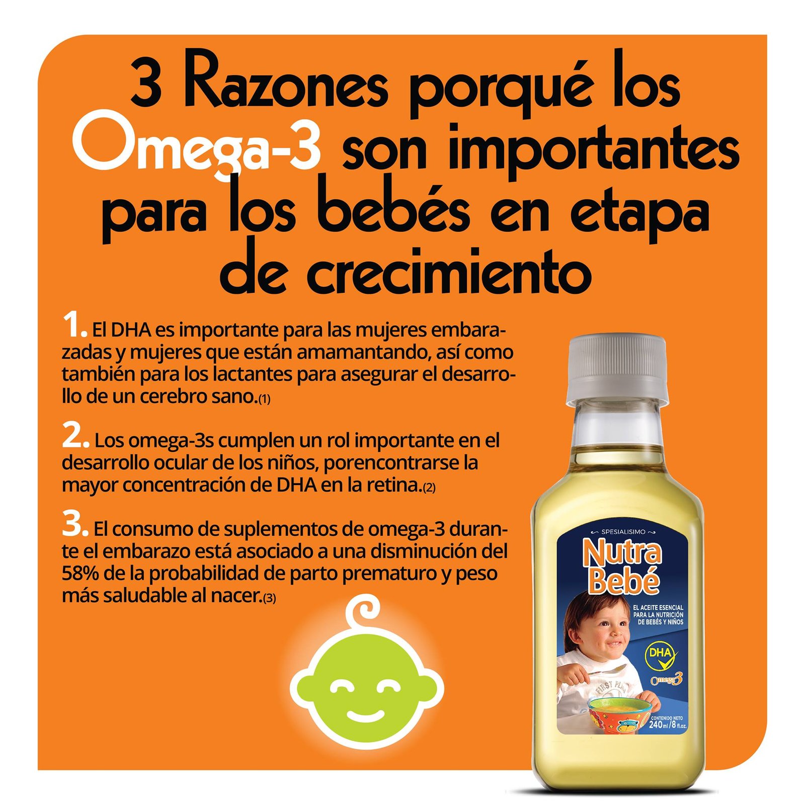 ACEITE OMEGA 3 PARA BEBES Y NIÑOS EPA+ DHA NUTRASMART 240 ML - 3