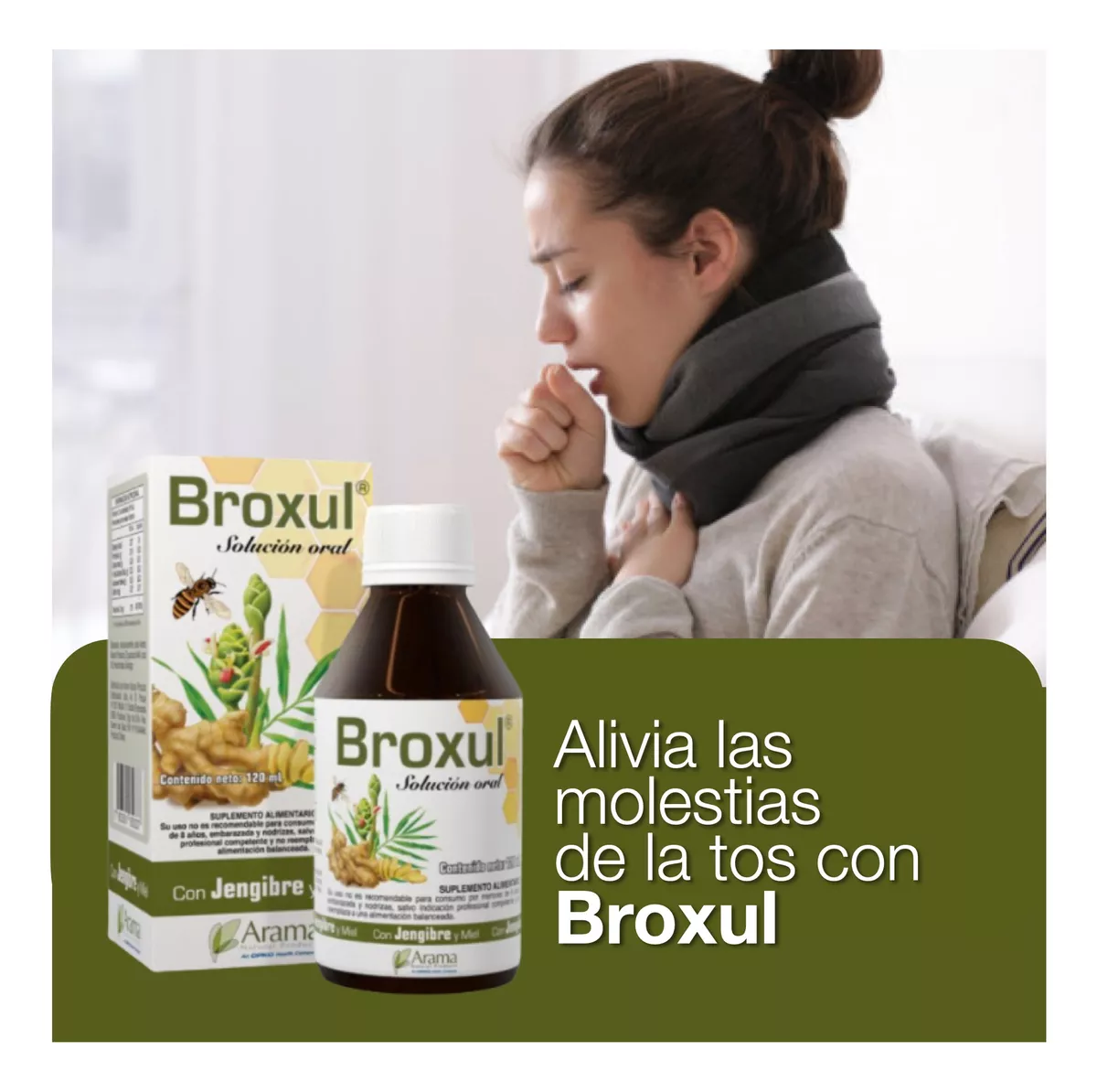 JARABE PARA LA TOS BROXUL SABOR MIEL JENGIBRE 120ML ARAMA - 4