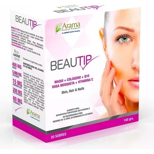 SUPLEMENTO ALIMENTICIO ARAMA COLAGENO BEAUTIP 20 SOBRES MAQUI ROSA MOSQUETA Q10 - 1