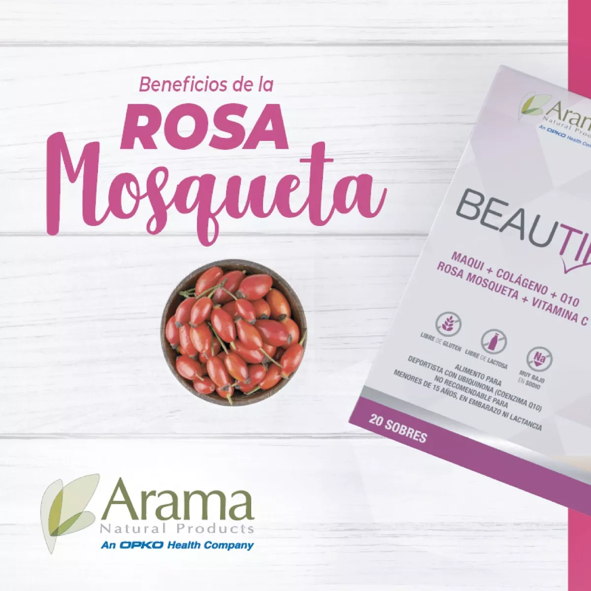 SUPLEMENTO ALIMENTICIO ARAMA COLAGENO BEAUTIP 20 SOBRES MAQUI ROSA MOSQUETA Q10 - 4