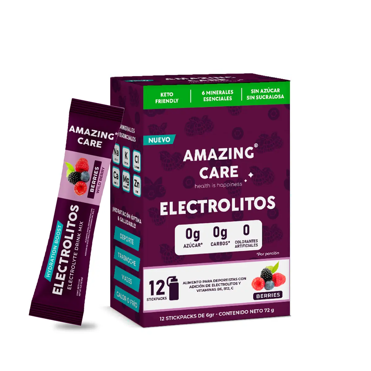 ELECTROLITOS BEBIDA HIDRATANTE AMAZING CARE BERRIES 12 UNI - 1