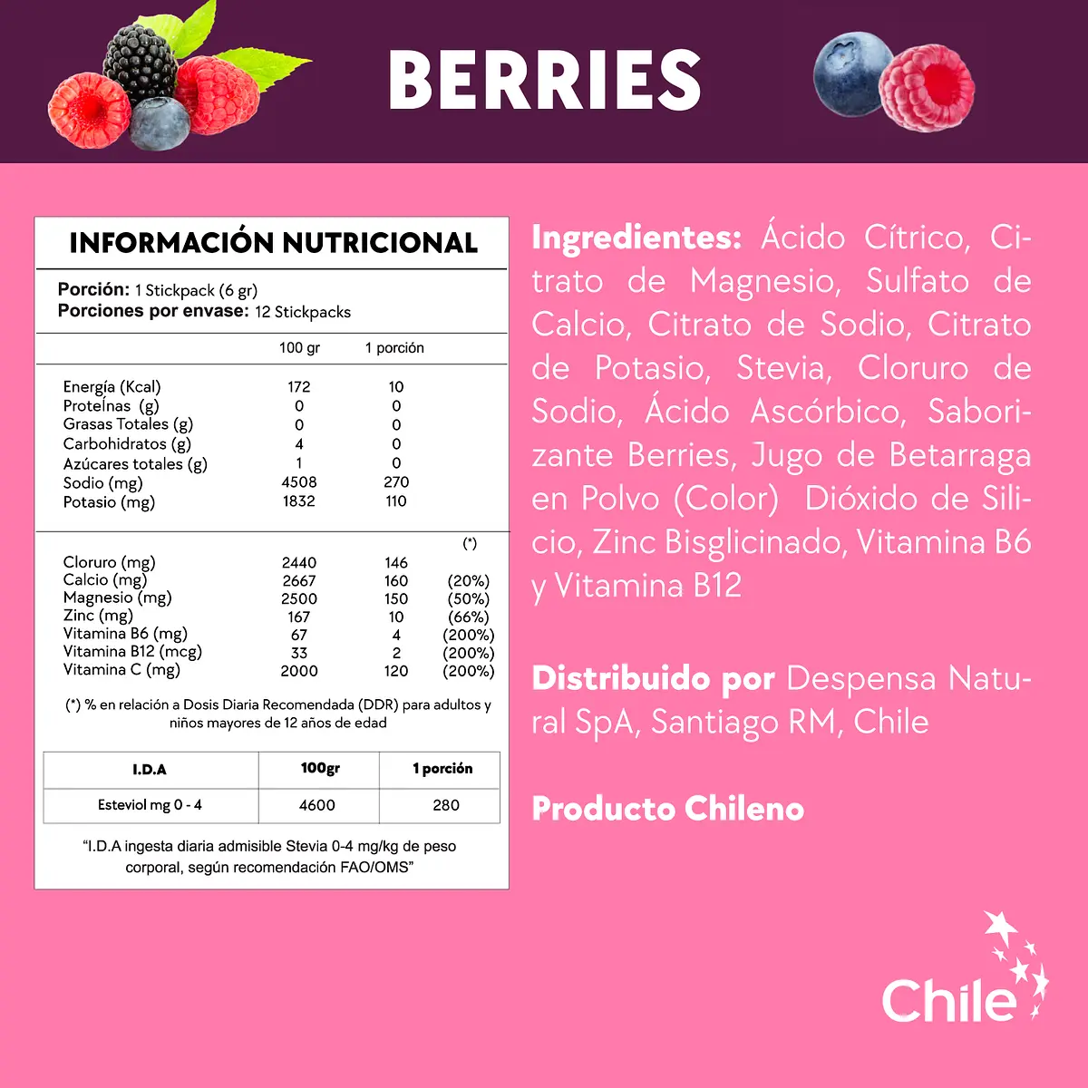 ELECTROLITOS BEBIDA HIDRATANTE AMAZING CARE BERRIES 12 UNI - 3