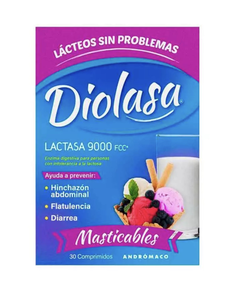 SUPLEMENTO ALIMENTICIO ANDROMACO DIOLASA MASTICABLE VAINILLA 9000FCC 30 COMP - 1