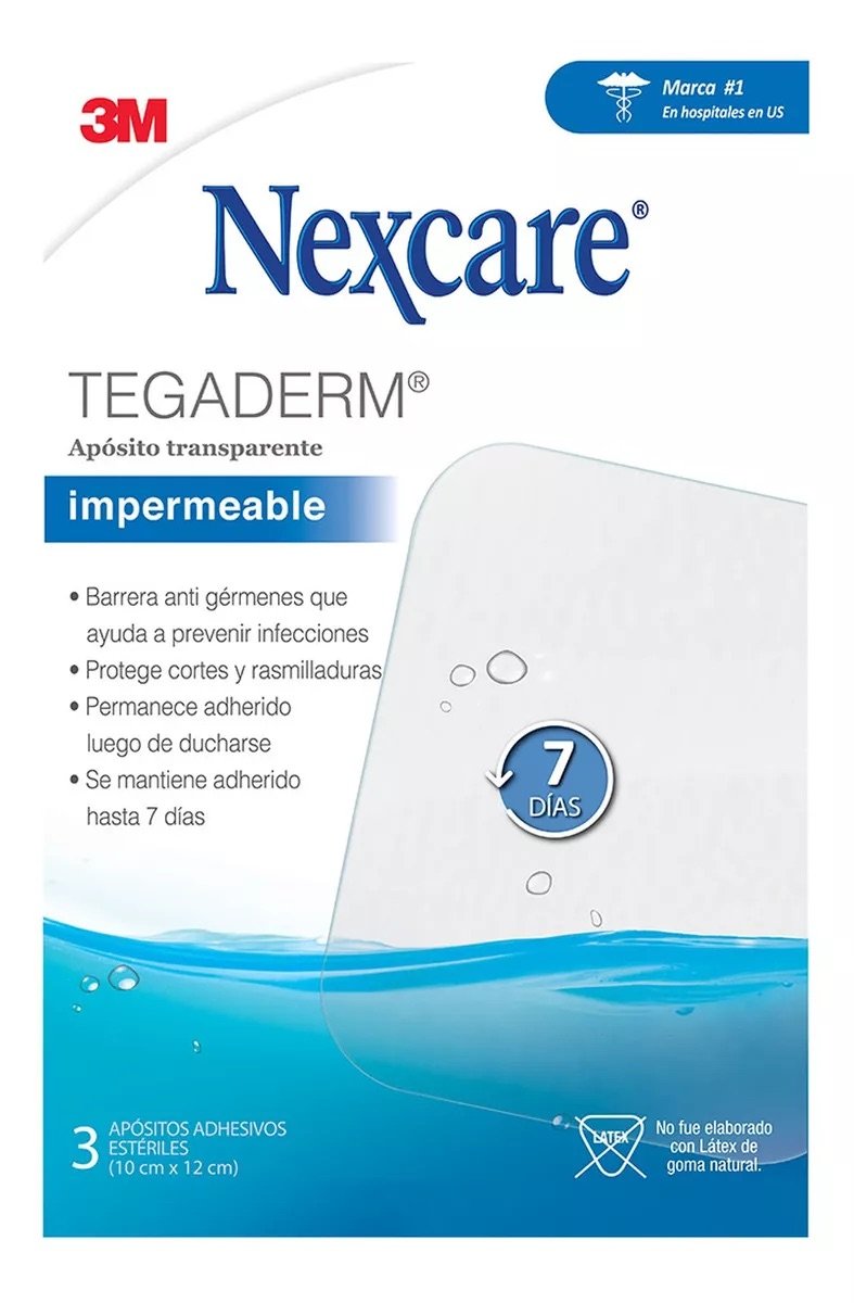 APÓSITOS TRANSPARENTES 3M NEXCARE TEGADERM 10X12 CM 3 UNIDADES - 1