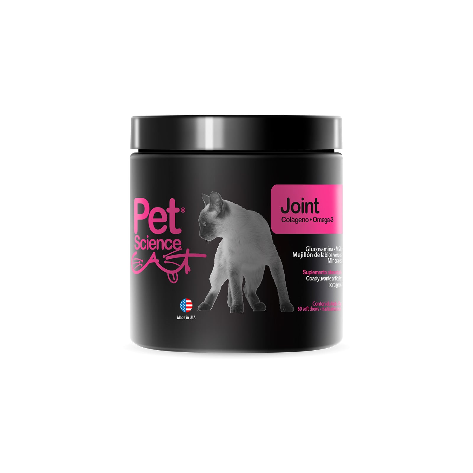 SUPLEMENTO GATO 60 COMPRIMIDOS PETSCIENCE JOIN CAT COLAGENO + OMEGA3 MASTICABLE - 1