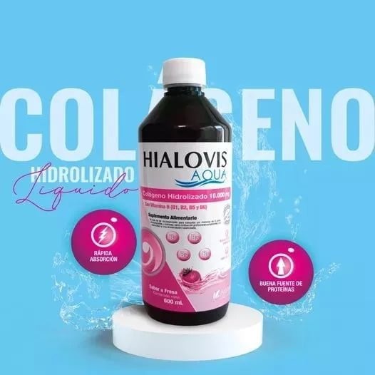 SUPLEMENTO ALIMENTICIO ARAMA JARABE HIALOVIS AQUA COLÁGENO HIDROLIZADO LÍQUIDO 600 ML - 1