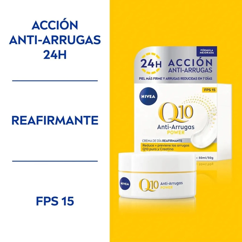 CREMA ROSTRO NIVEA SPF 15 50 ML ANTIARRUGAS Q10 POWER DÍA TIPO PIEL PIEL NORMAL A SECA - 5