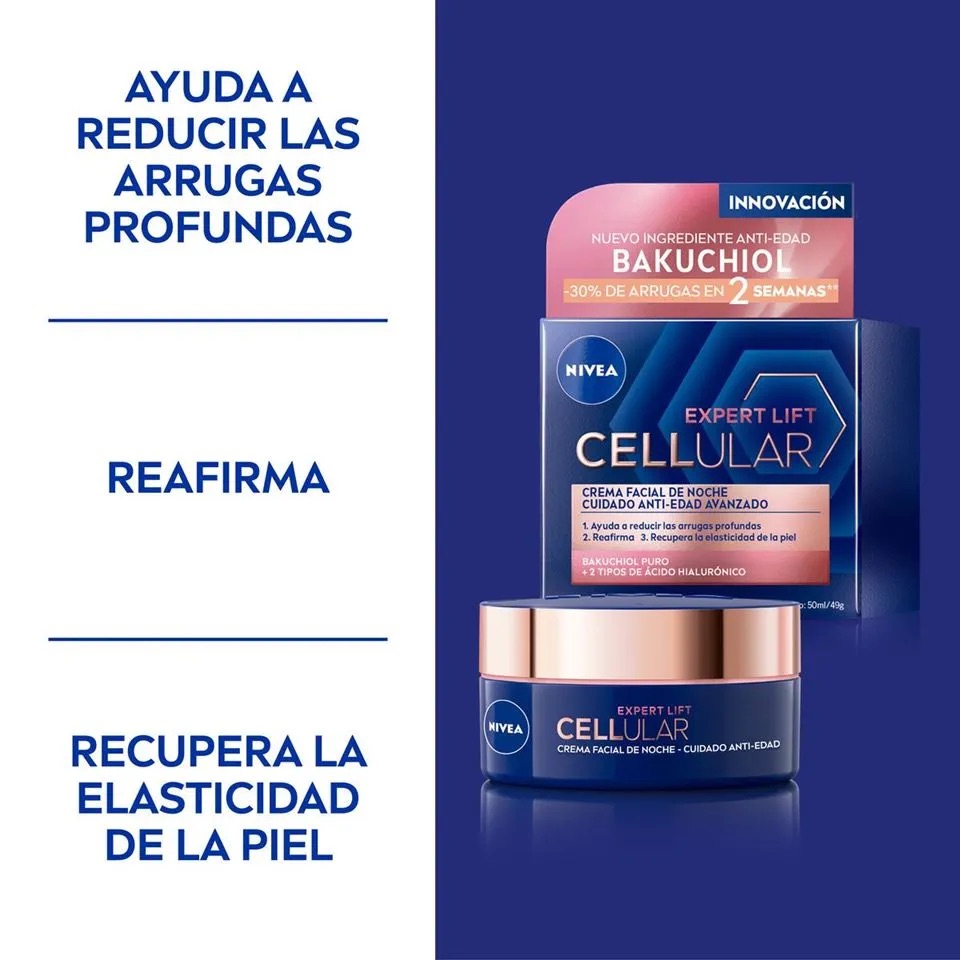 CREMA ROSTRO NIVEA 50 ML ANTIEDAD AVANZADO NOCHE CELLULAR EXPERT LIFT TODO TIPO PIEL /49 G 18+ AÑOS - 3
