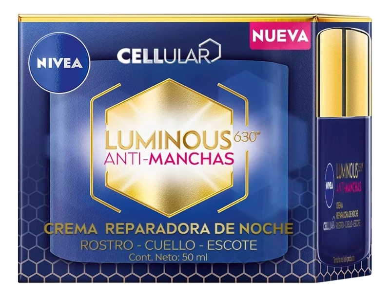 CREMA ROSTRO Y CUELLO NIVEA 50 ML CELLULAR LUMINOUS 630 ANTI-MANCHAS REPARADORA NOCHE MUJER - 5