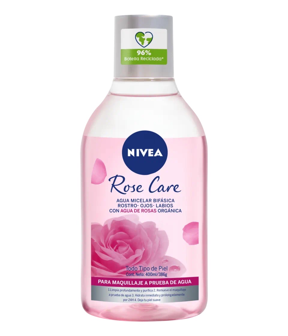 AGUA MICELAR ROSTRO NIVEA 400 ML BIFÁSICA ROSE CARE - 1