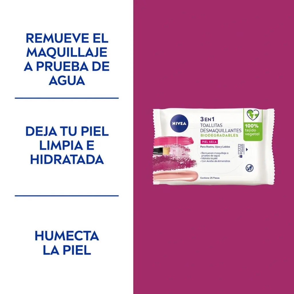 TOALLITAS DESMAQUILLANTES NIVEA SUAVES X 25 U - 2
