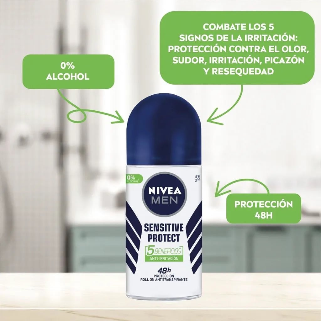 ANTITRANSPIRANTE NIVEA 50ML ROLL ON MEN SENSITIVE PROTECT - 2