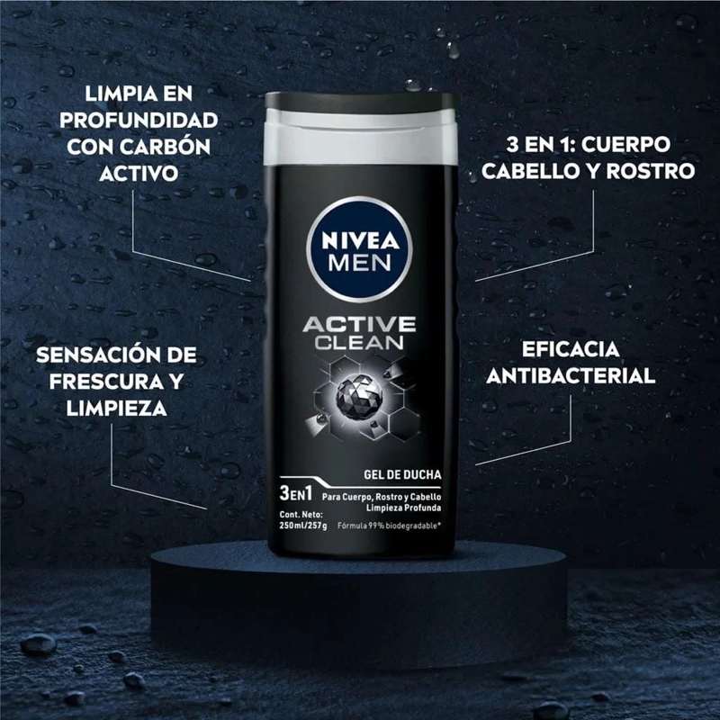 GEL DE DUCHA CORPORAL NIVEA 250 ML ACTIVE CLEAN DEEP - 3