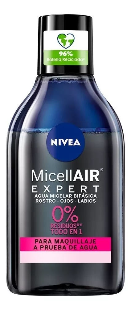 AGUA MICELAR NIVEA BIFÁSICA MICELLAIR BLACK EXPERT 400 ML - 1