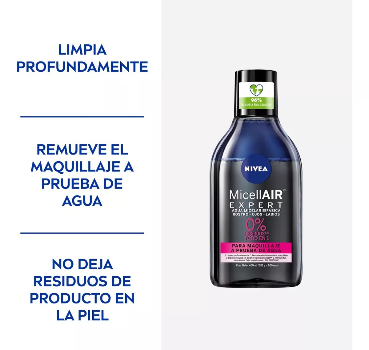 AGUA MICELAR NIVEA BIFÁSICA MICELLAIR BLACK EXPERT 400 ML - 8