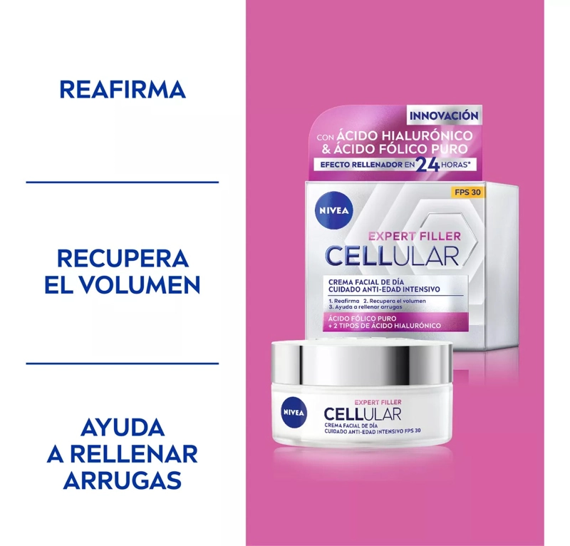 CREMA ROSTRO Y CUELLO NIVEA SPF 30 49G ANTI-EDAD CELLULAR EXPERT FILLER DÍA - 5