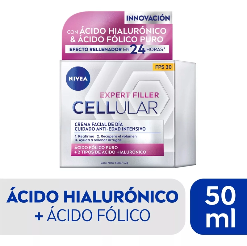 CREMA ROSTRO Y CUELLO NIVEA SPF 30 49G ANTI-EDAD CELLULAR EXPERT FILLER DÍA - 7