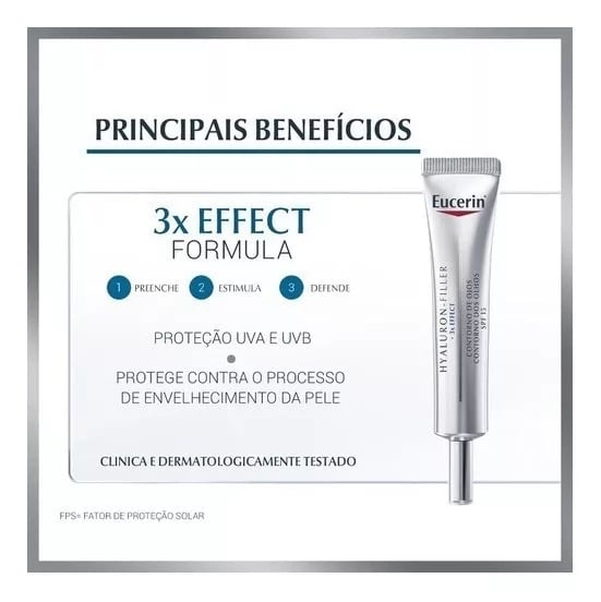 CREMA OJOS EUCERIN SPF 15 15G HYALURON FILLER 3X EFFECT DÍA/NOCHE TODO TIPO PIEL - 6