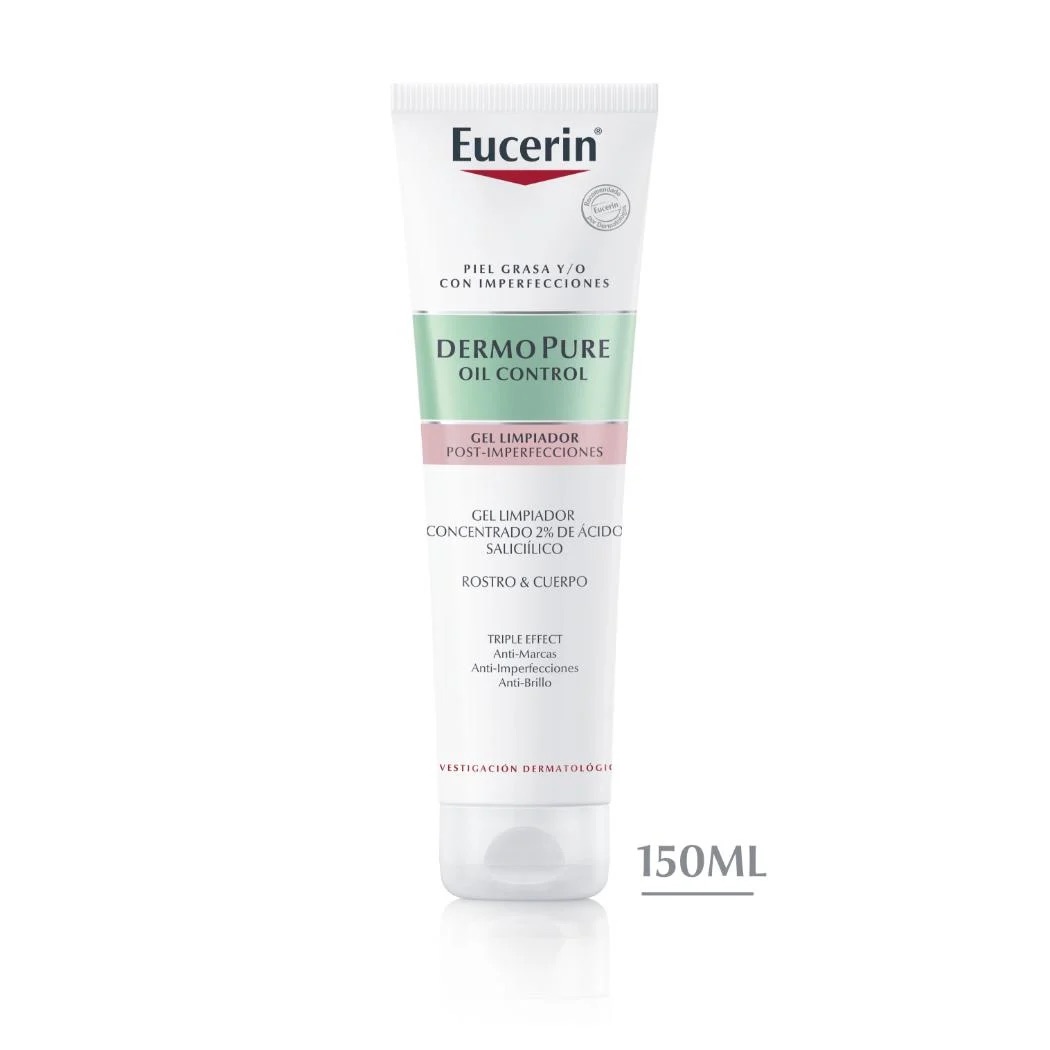 GEL LIMPIADOR ROSTRO Y CUELLO EUCERIN 150 ML DERMOPURE TRIPLE EFECTO - 1