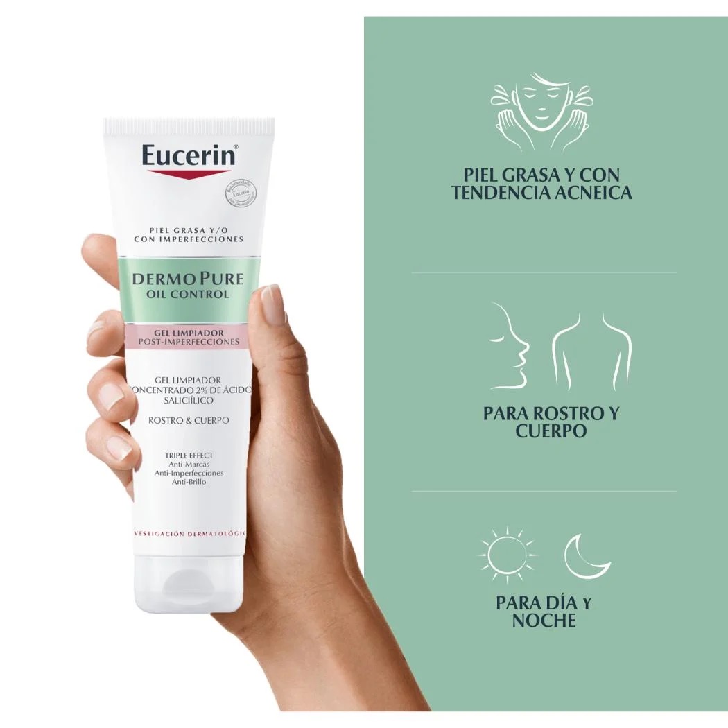 GEL LIMPIADOR ROSTRO Y CUELLO EUCERIN 150 ML DERMOPURE TRIPLE EFECTO - 3