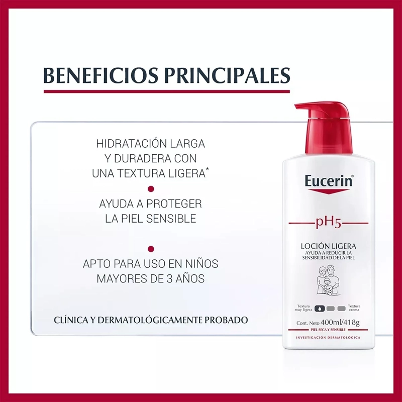 LOCIÓN CUERPO EUCERIN 400 ML PH5 HIDRATANTE PIEL SECA Y SENSIBLE - 5