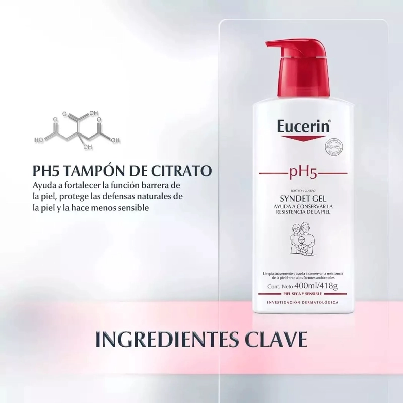 GEL CUERPO EUCERIN 400 ML DE DUCHA PH5 SYNDET PIEL SECA Y SENSIBLE - 4