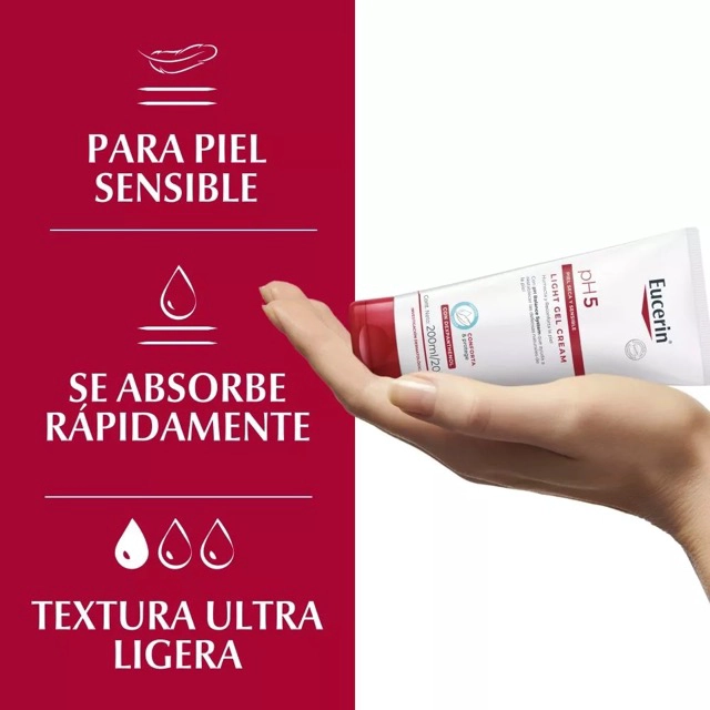 CREMA CUERPO EUCERIN 200 ML PH5 LIGHT GEL PIEL SECA Y SENSIBLE - 4