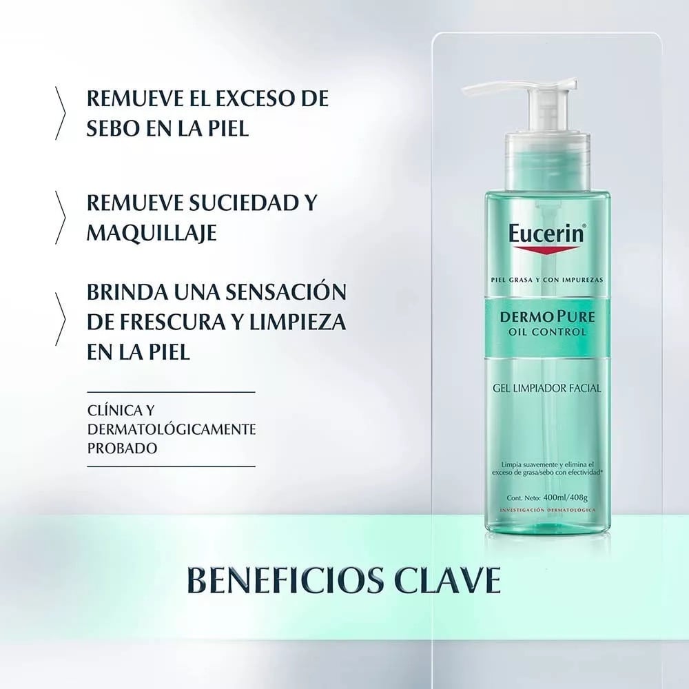 GEL LIMPIADOR ROSTRO Y CUELLO EUCERIN 200 ML DERMOPURE OIL CONTROL - 2