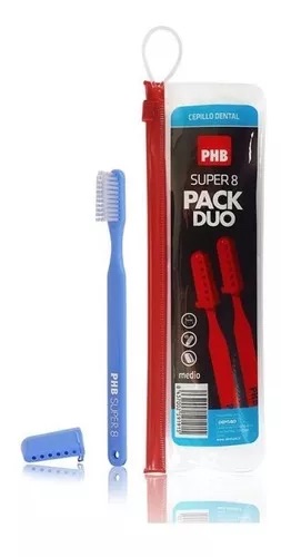 CEPILLO PHB PACK DUO DENTAL SUPER 8 MEDIO + ESTUCHE - 1