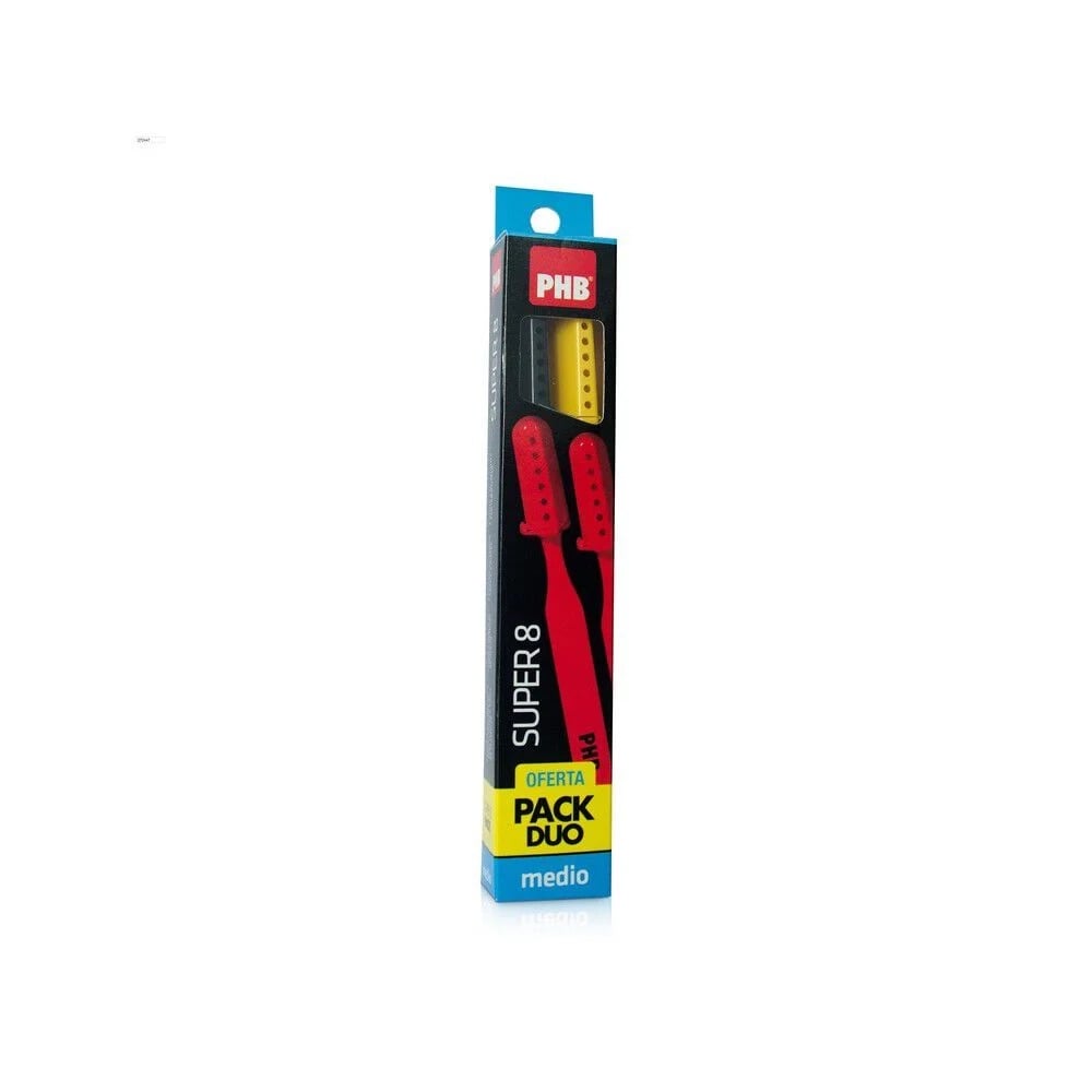 CEPILLO PHB PACK DUO DENTAL SUPER 8 MEDIO + ESTUCHE - 2