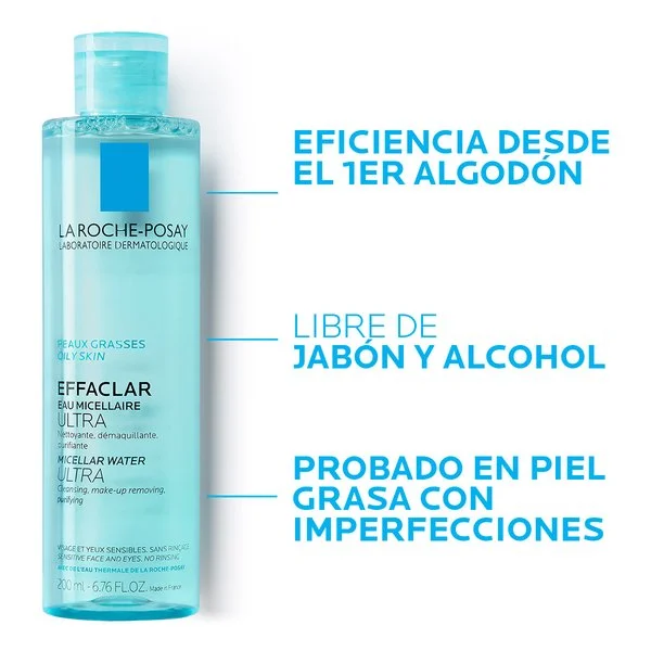 SOLUCIÓN EFFACLAR ULTRA AGUA MICELAR 200 ML DE LA ROCHE-POSAY - 2