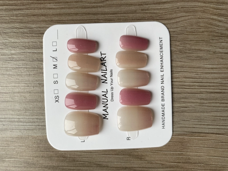 GENÉRICO UÑAS POSTIZAS ADHESIVAS PRESS ON OJO DE GATO BICOLOR ROSA 10PCS REUTILIZABLES TALLA M